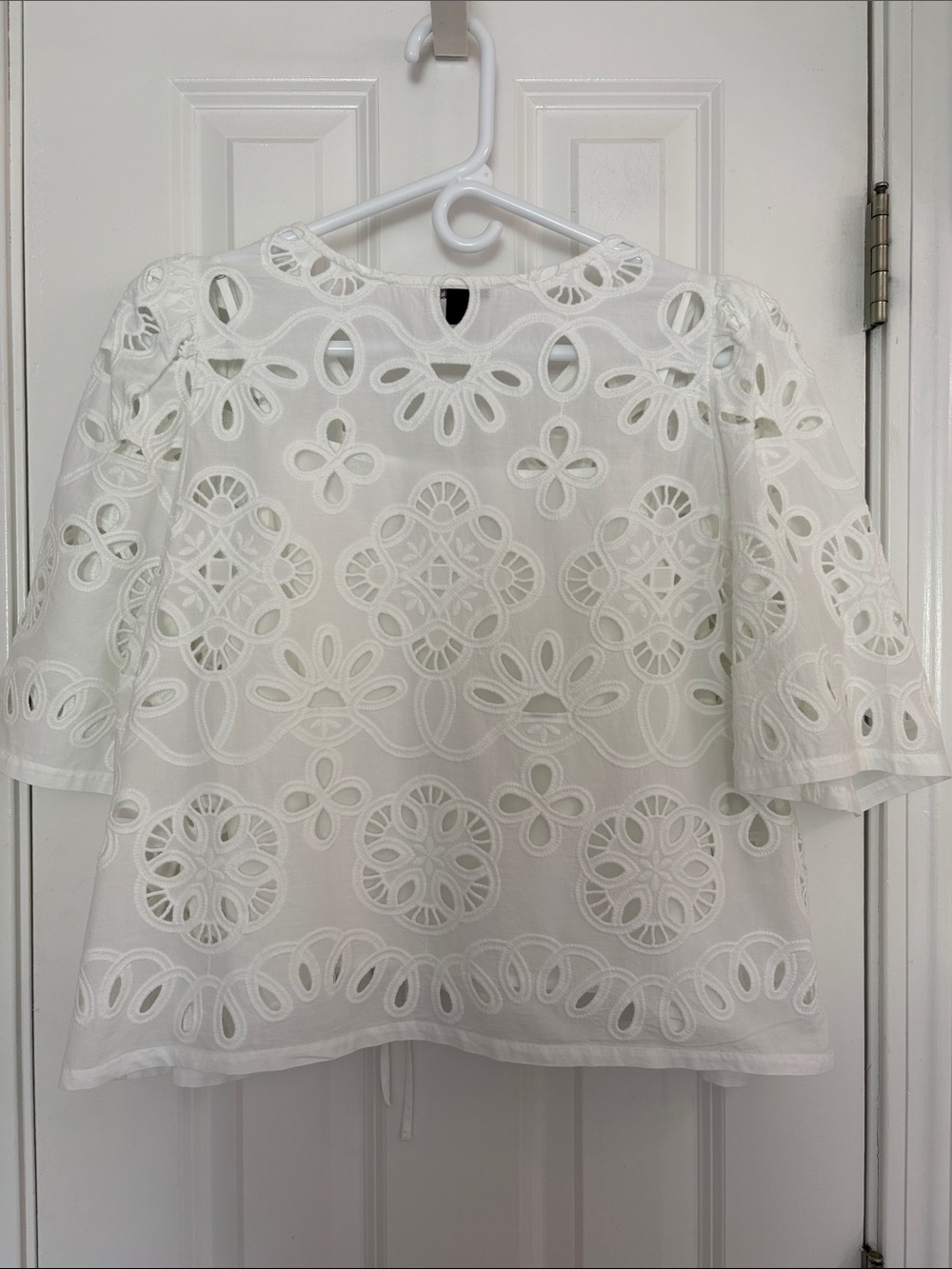 Ann Taylor 100% Cotton White Eyelet Tie-Front Top with Cami - Picture 7 of 9